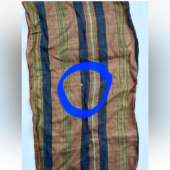 Striped Brown Cognac Black Gold Metallic Scarf (with flaw) - Picture 8 of 8